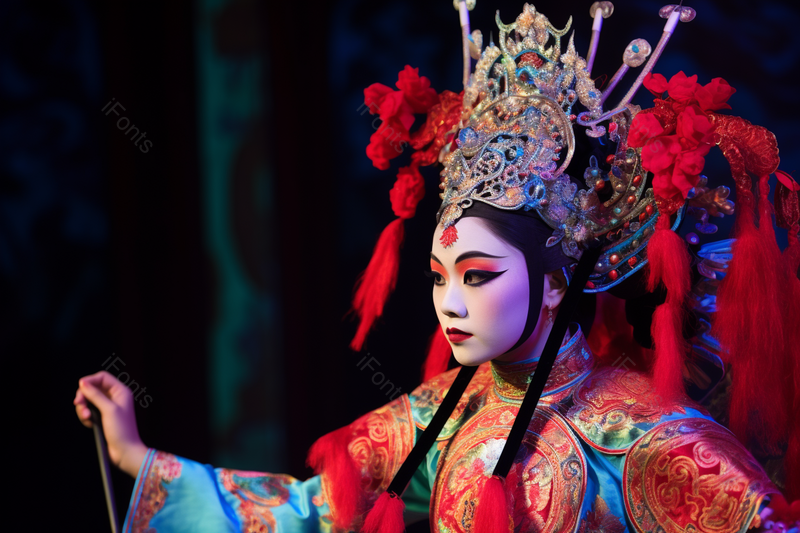 中国戏曲表演头戴凤冠红色首饰,高清,摄影图,摄影图片,图片大全,摄影图免费下载